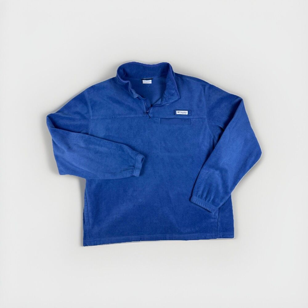 Columbia Blue Fleece PFG Quarter Zip Men’s XL Front Pocket Outdoors Fishing